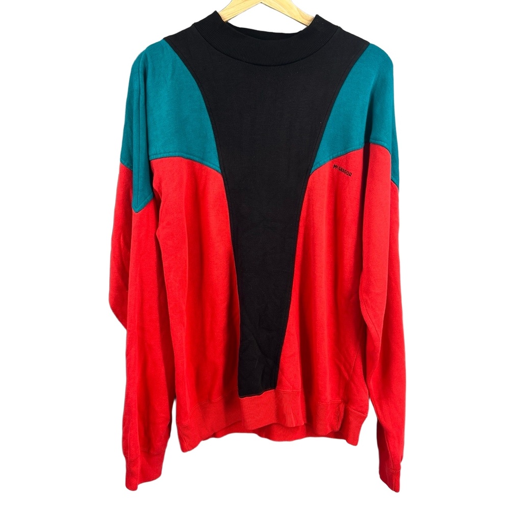 Vintage McGregor‎ Colorblock Sweatshirt Red Teal Black Retro 90s Unisex L